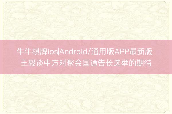牛牛棋牌ios|Android/通用版APP最新版 王毅谈中方对聚会国通告长选举的期待